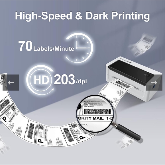 NWOT-Tangmaxx Thermal label printer. 1 stack of 4x6 Shipping labels. - Picture 7 of 10